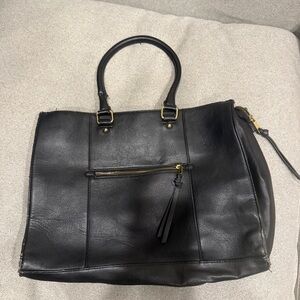 Merona Black Faux Leather Travel Tote
